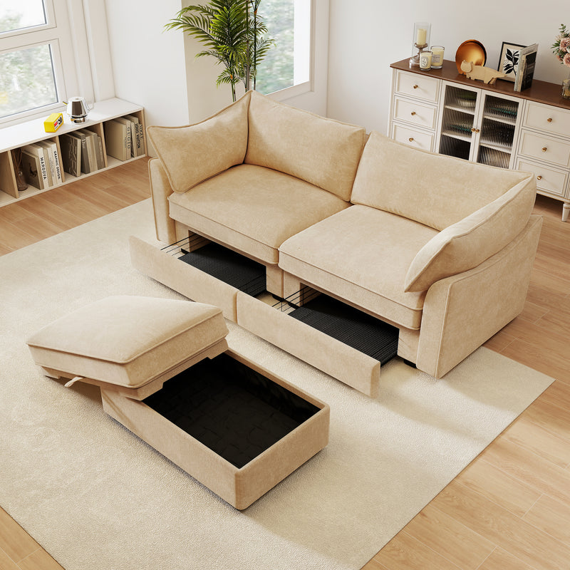 2-Seater Chenille Sofa - Wheat Chenille