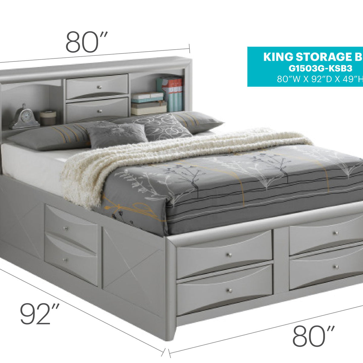 Marilla - Storage Bed With Bookcase Headboard