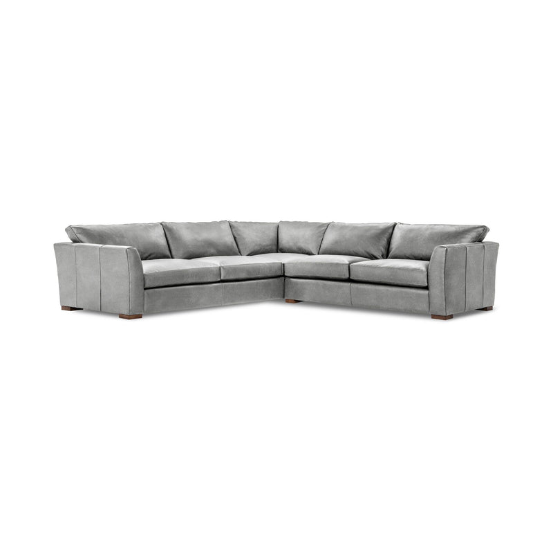 3-piece sectional sofa in light gray fabric, L-shaped with chaise corner