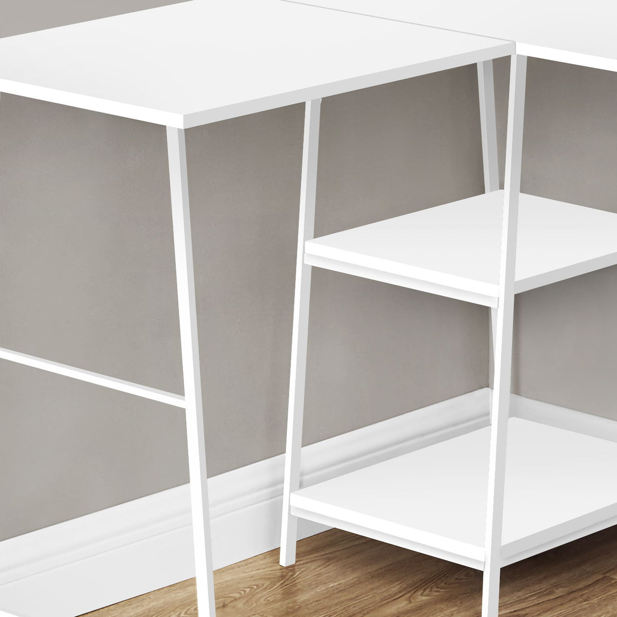 Computer Desk, Home Office, Corner, Storage Shelves, L Shape, Work, Laptop, Contemporary, Modern - White Base