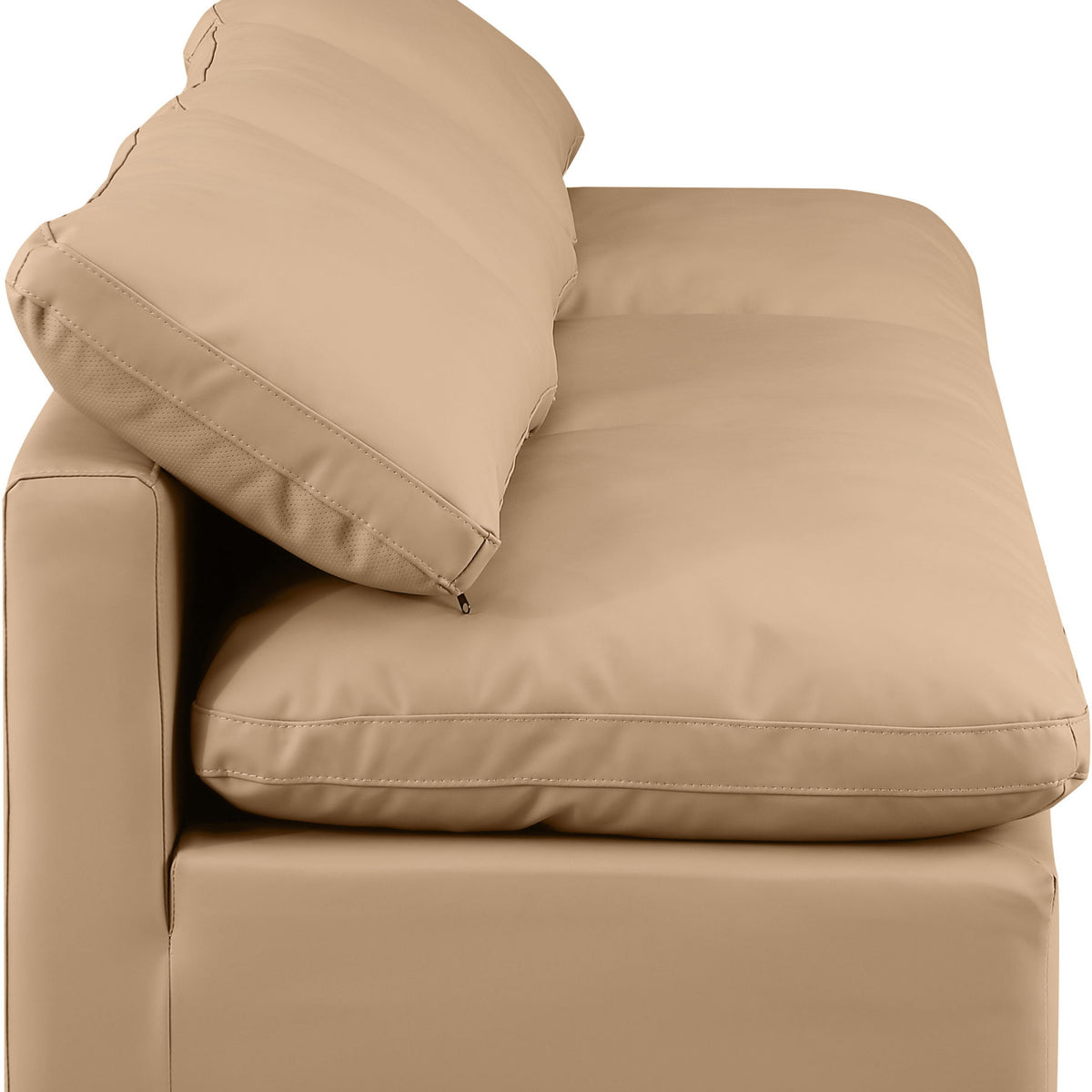 Indulge - Faux Leather 3 Piece Modular Armless Sofa - Tan