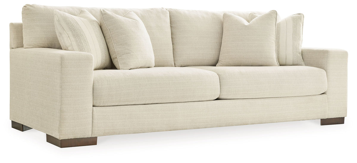 Birch fabric Maggie sofa with tufted back cushions and three seat sections