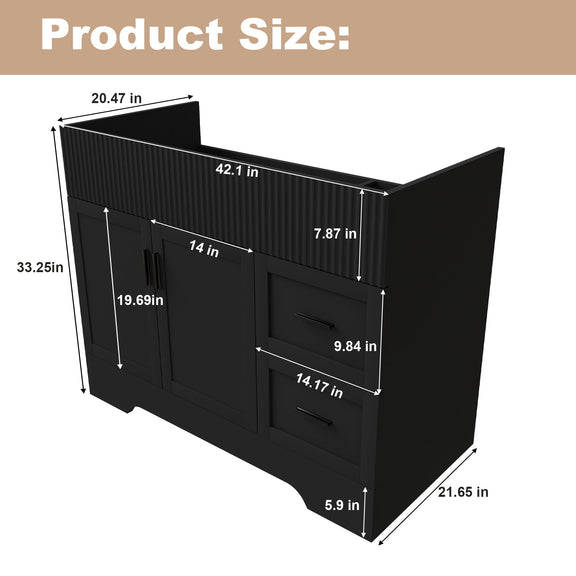 Black bathroom vanity dimensions diagram with width and height labels