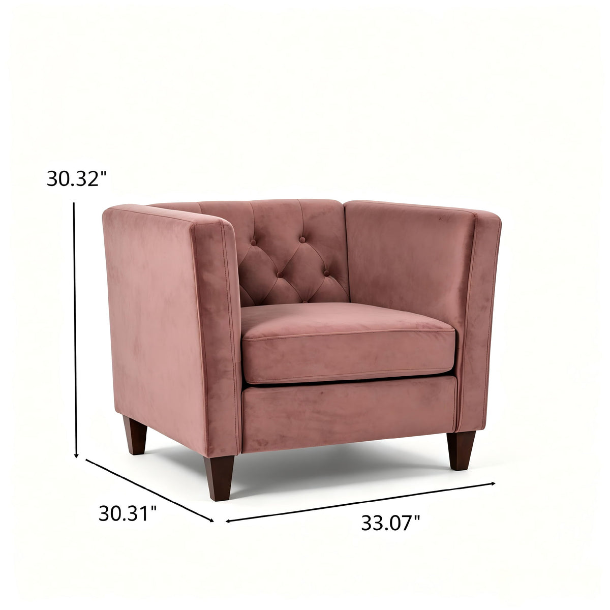 Button Tufted Accent Chair, Square Arms