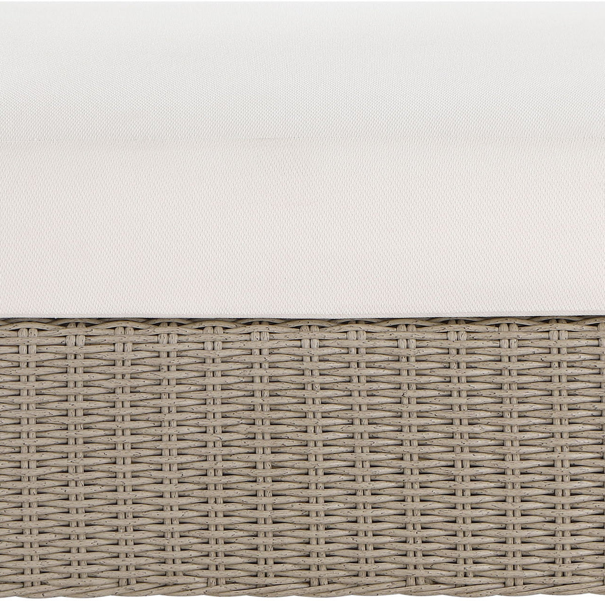 Seacrest - Olefin Water Resistant Fabric And Wicker Outdoor Patio Ottoman/Coffee Table