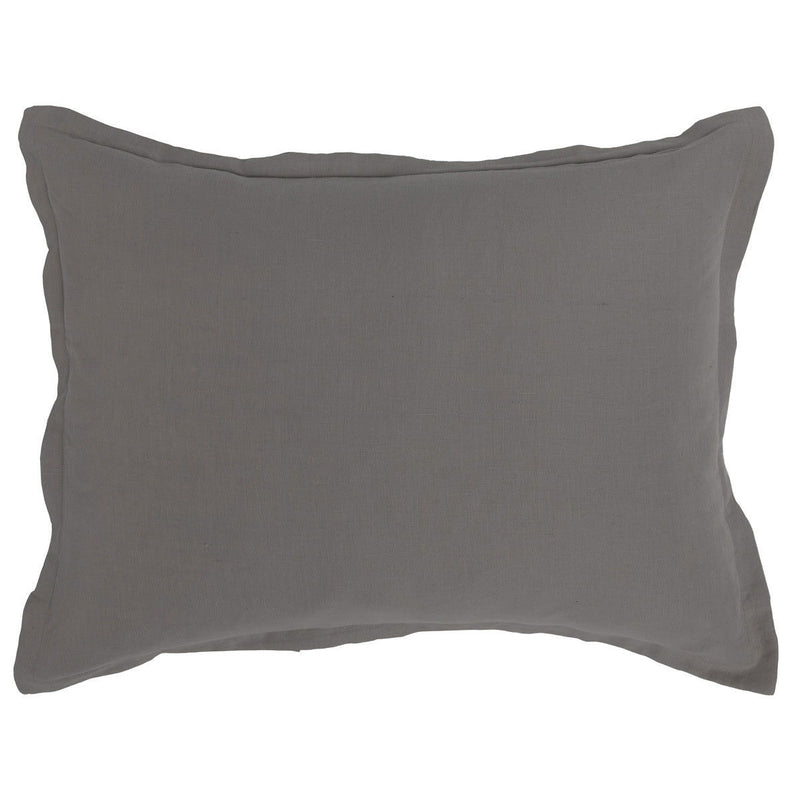 Charcoal gray solid sham pillow with smooth front and stitched border