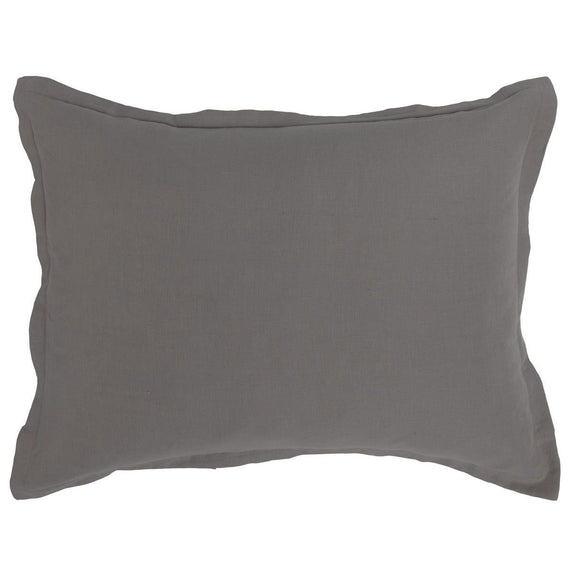 Charcoal rectangular throw pillow with stitched edges