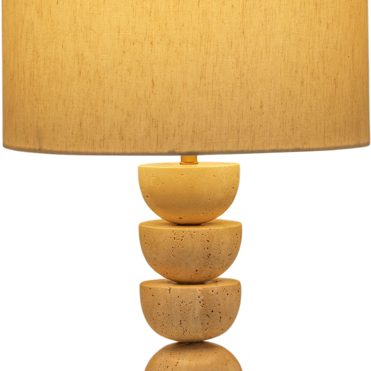 Opus - Travertine, Linen Textured Fabric And Brass Table Lamp - Travertine