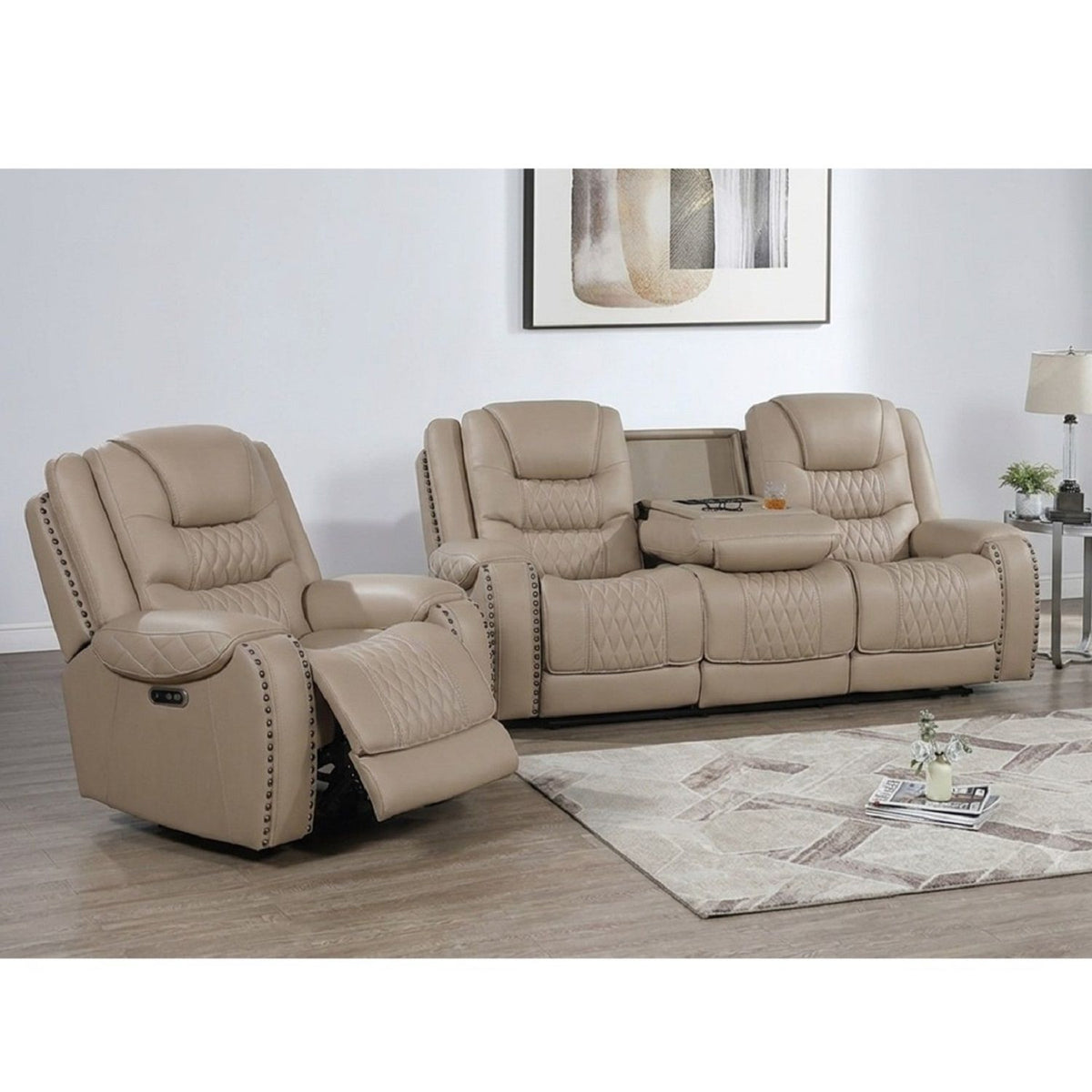 Power Motion Sofa Set With USB Ports And Adjustable Headrests