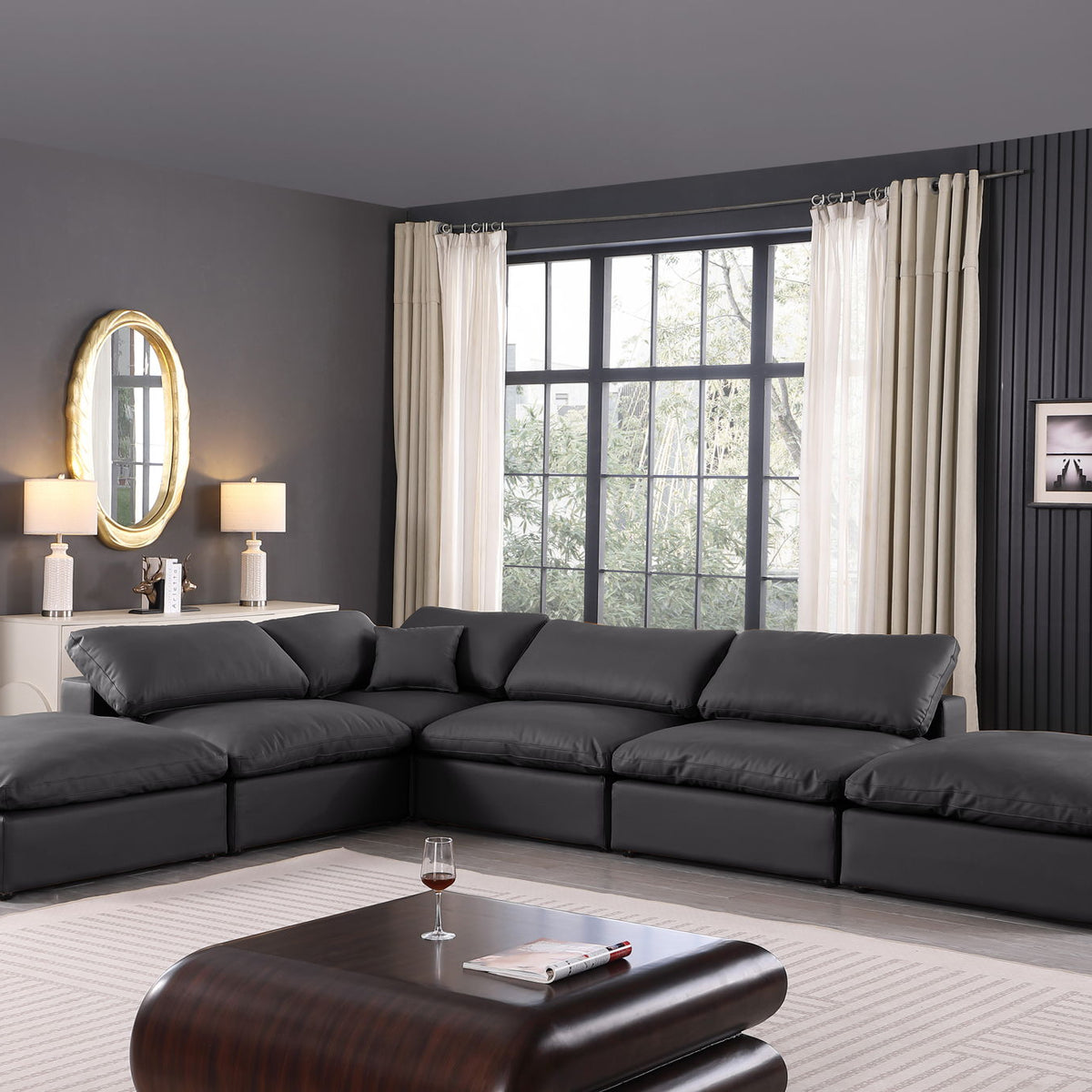 Comfy - 6 Piece Faux Leather Modular Sectional