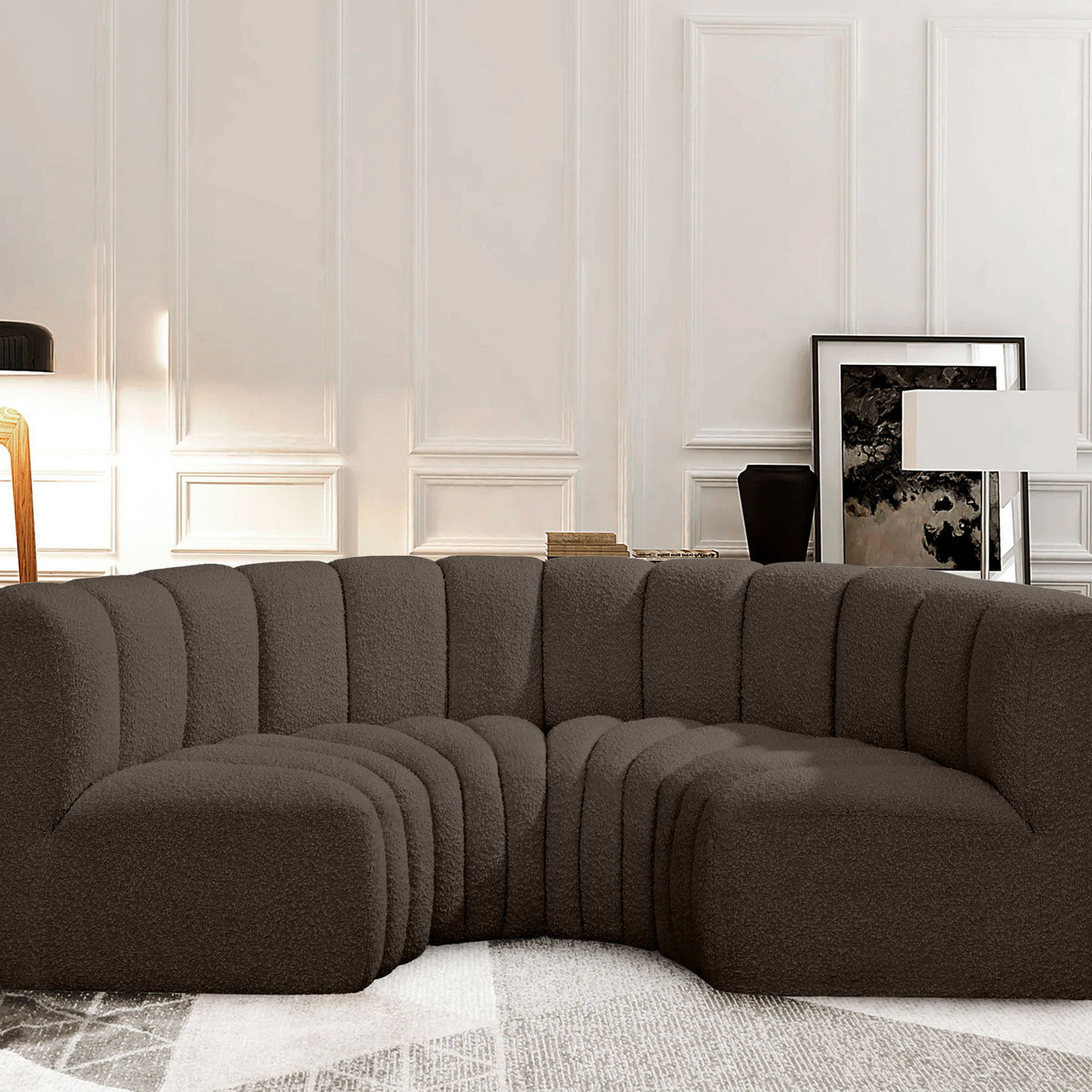 Arc - Boucle Fabric 4 Piece U-Shaped Modular Sofa