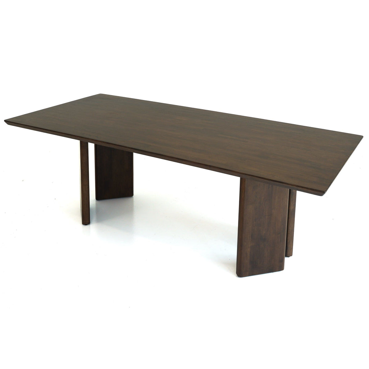 Dark oak dining table with rectangular top and tapered legs