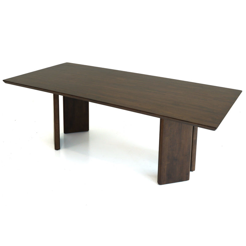 Dark oak dining table with rectangular top and tapered legs