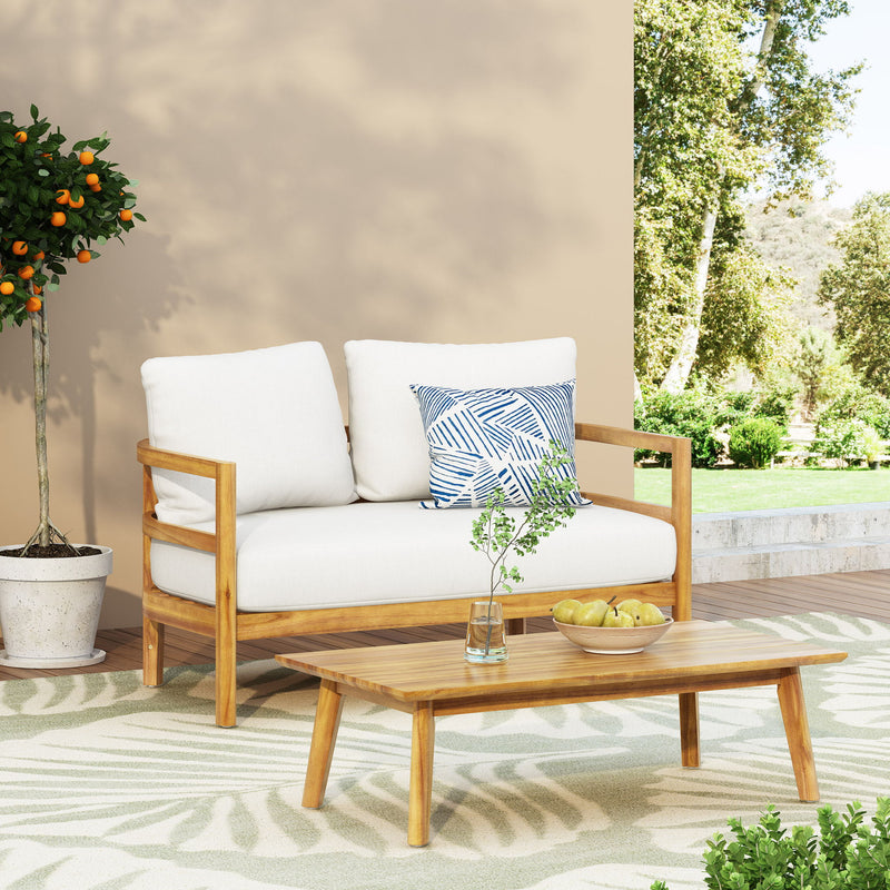 Outdoor Furniture With Coffee Table, Patio Conversation Set Deep Seating With Soft Cushion