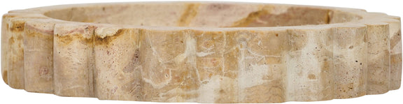Ricardo genuine marble tray, beige side profile with scalloped rim