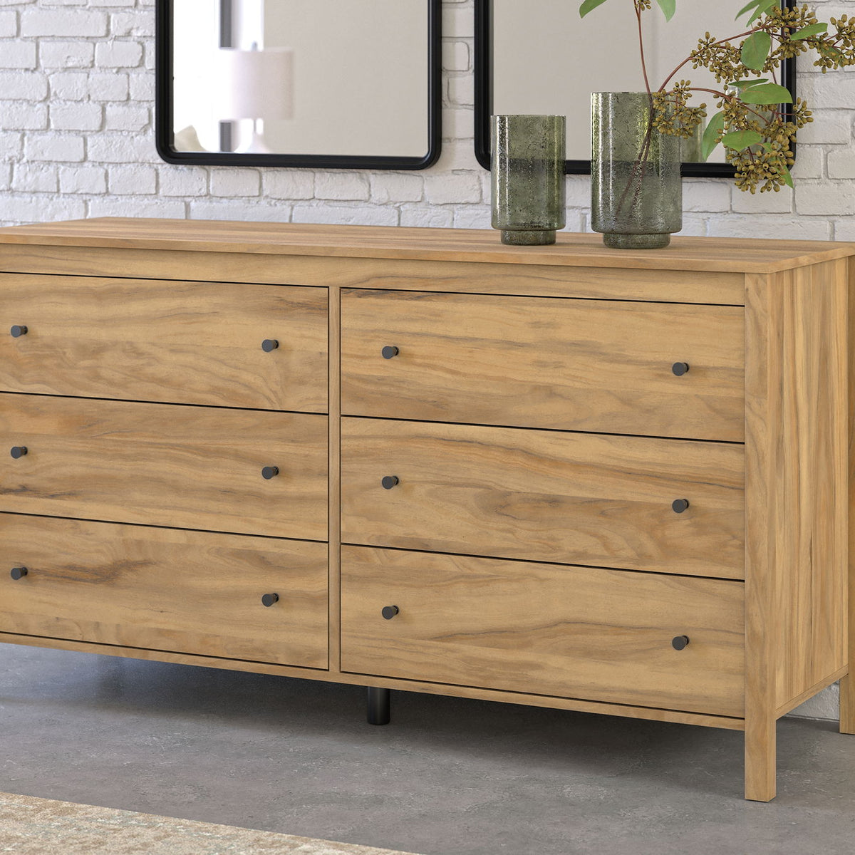 Bermacy - Six Drawer Dresser - Light Brown