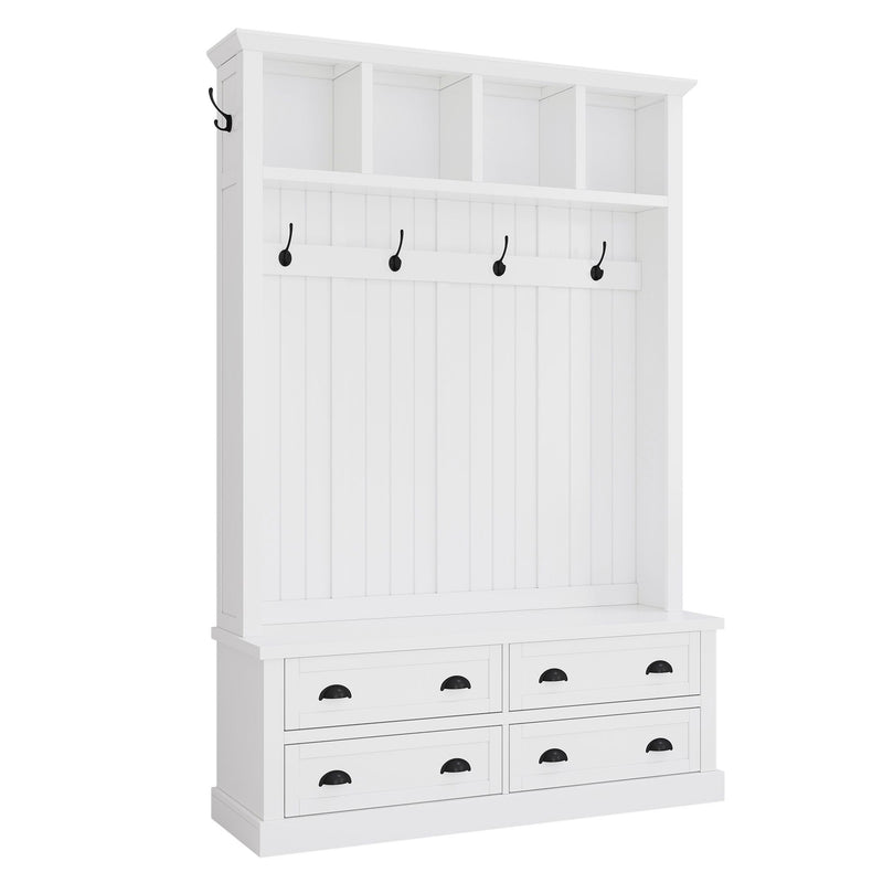 Hall Tree With 4 Drawers, Coat Rack With 6 Hooks