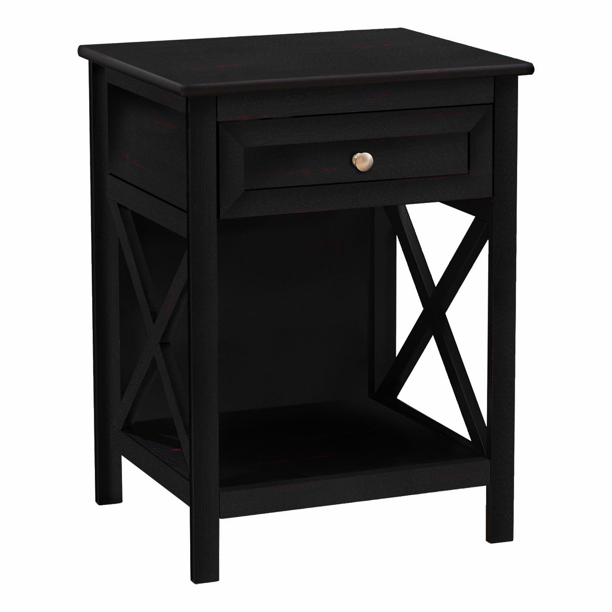 Accent End Table, 2 Tier, Storage Drawer, Transitional Style