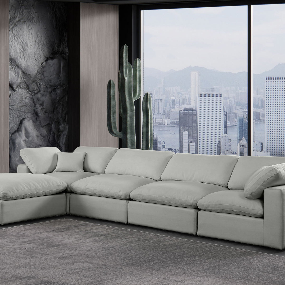 Comfy - 5 Piece Linen Modular Sectional With Chaise