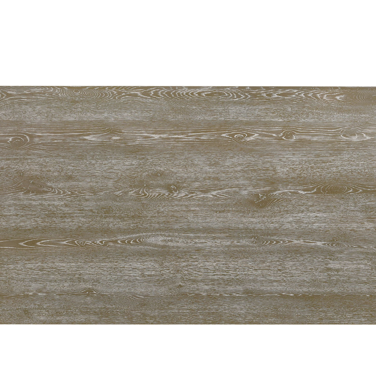 Beige-gray reclaimed wood tabletop with distressed grain texture, rectangular plank.