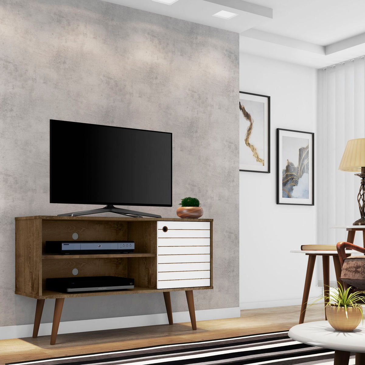 Manhattan Liberty - TV Stand With Rustic Brown Frame