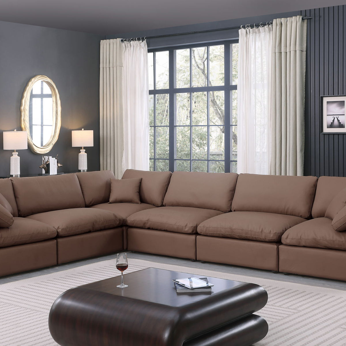 Comfy - 6 Piece Faux Leather Modular Corner Sectional