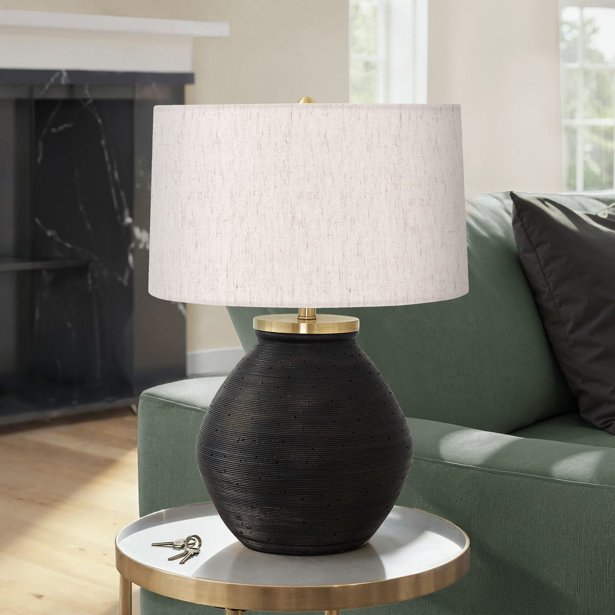 Lighting, Table Lamp, Concrete, Contemporary - Black / Cream