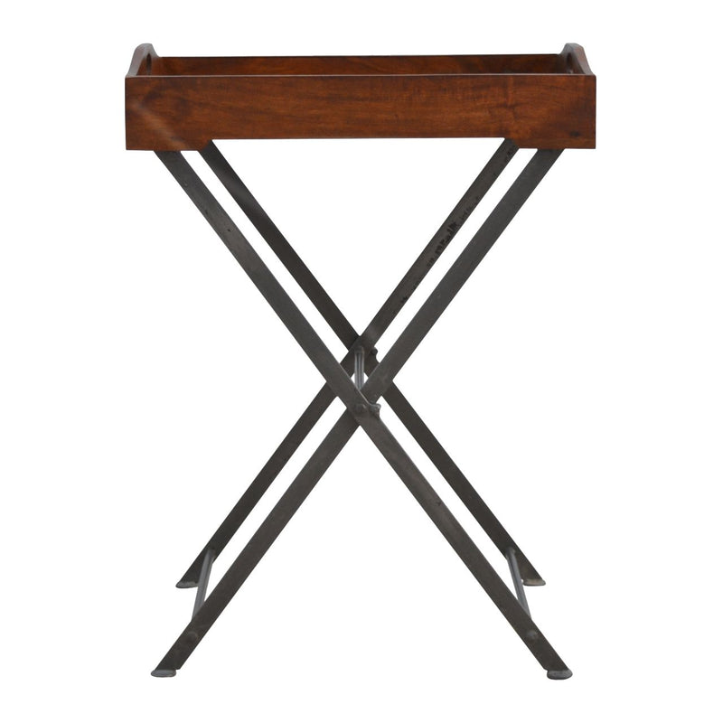 Tray With Cross Iron Base - Brown / Steel Gray