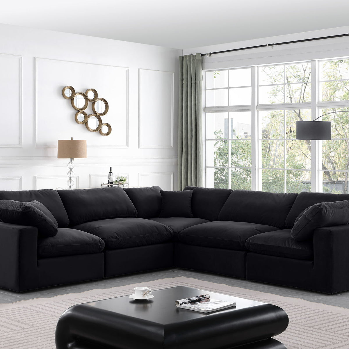 Comfy - 5 Piece Velvet Modular Corner Sectional