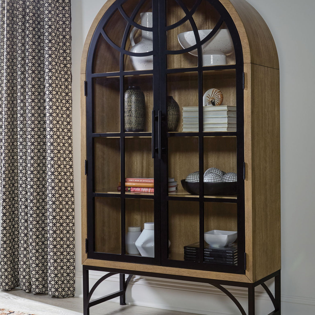 Gwenwich - Accent Cabinet - Natural / Black