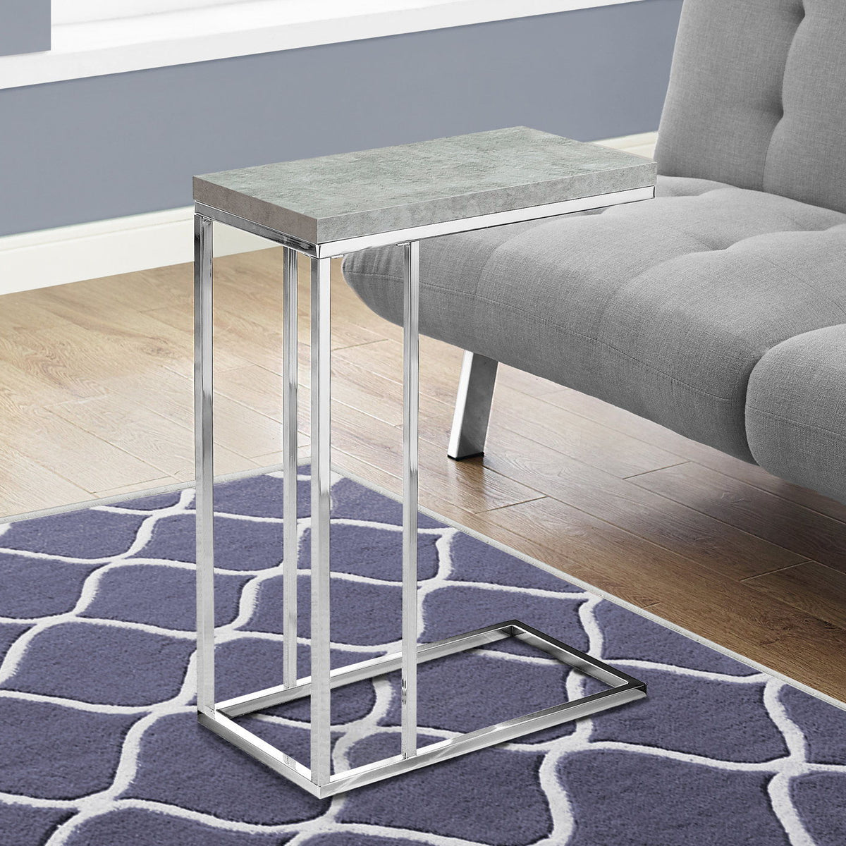 Accent Table, C - Shaped, Tempered Glass, Stylish Design Contemporary & Modern