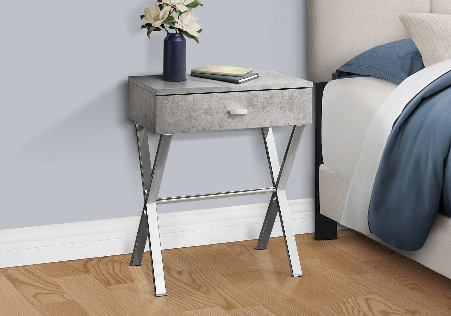 Accent Side X Table, Storage Drawer, Contemporary & Modern