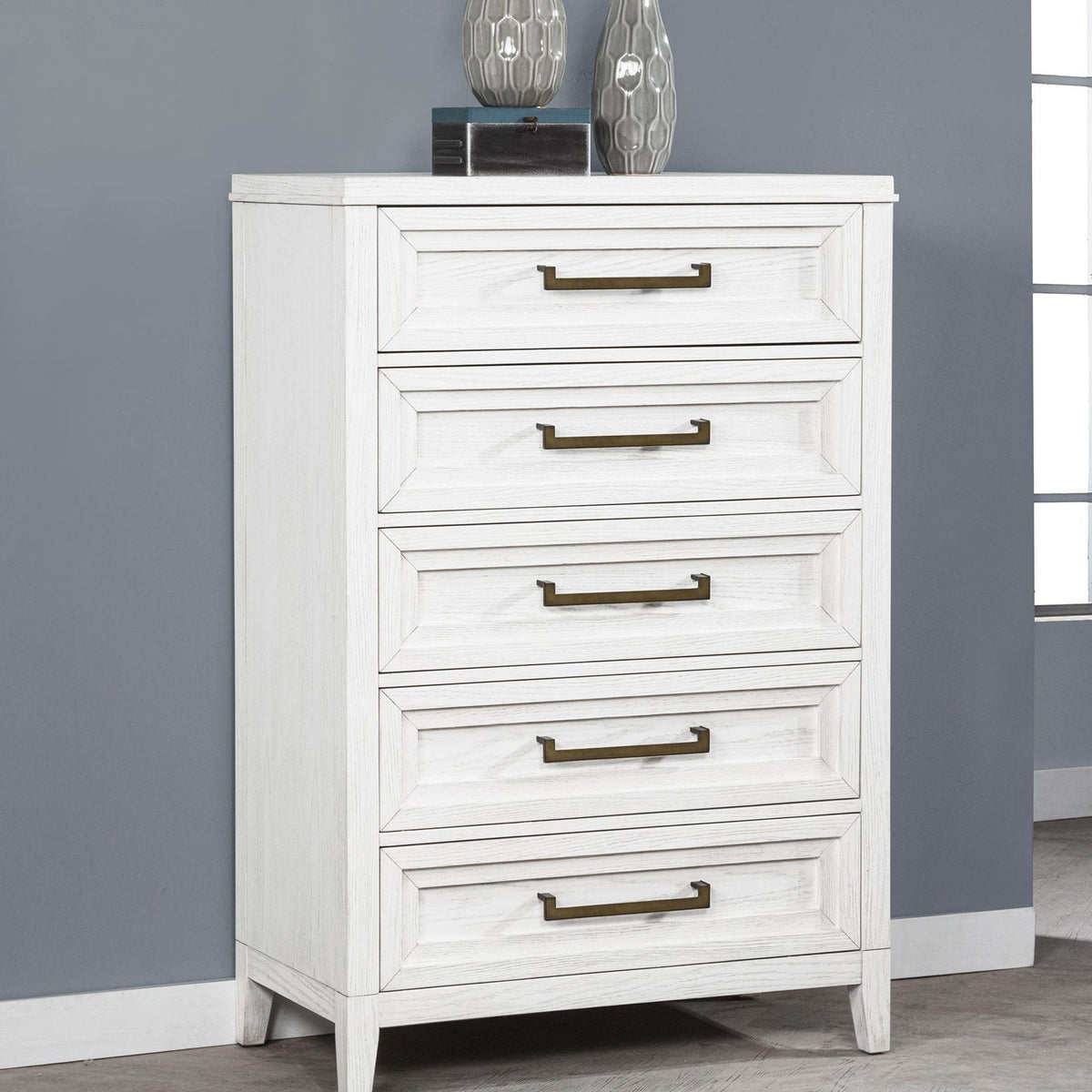 Marielle 5-drawer Bedroom Chest Distressed White