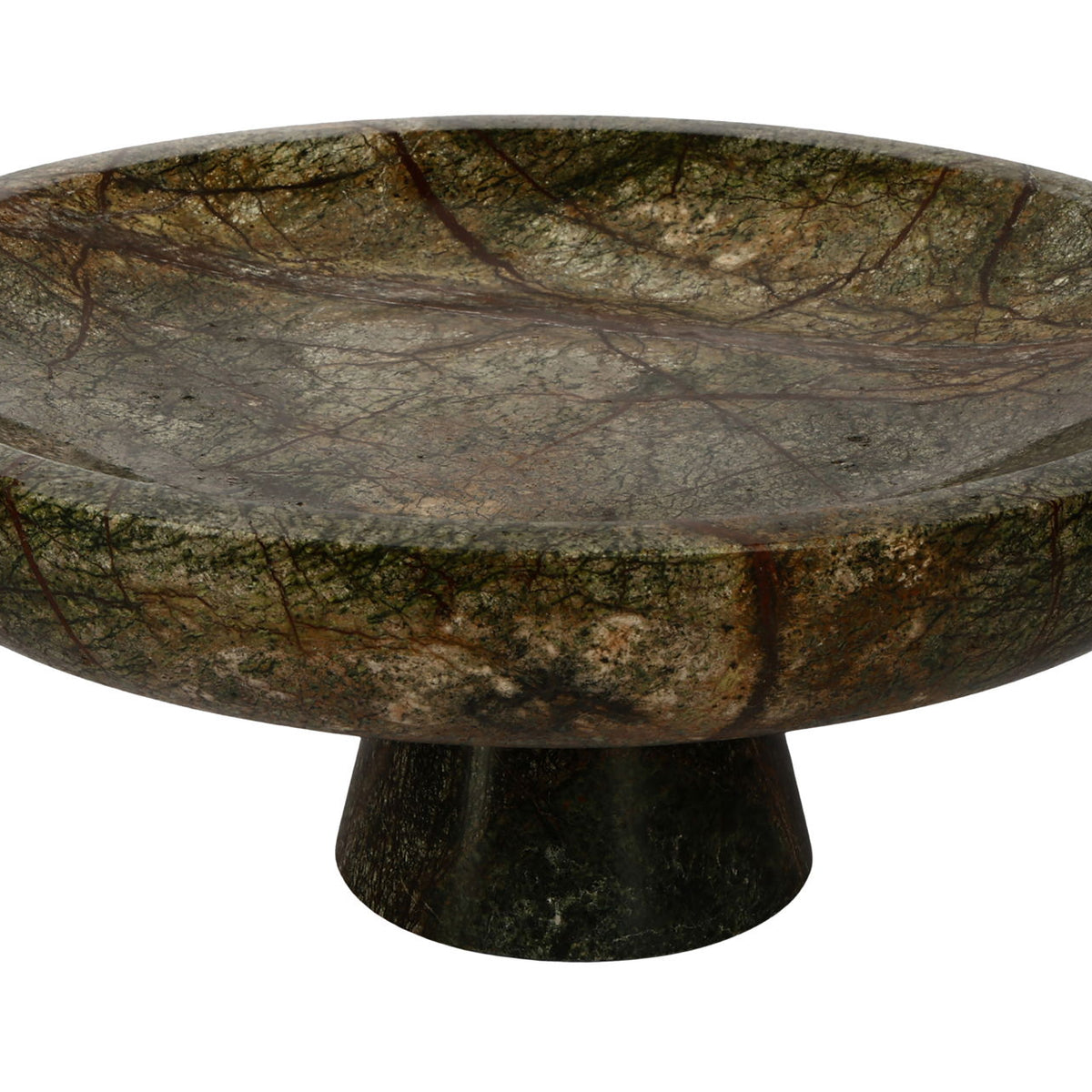 Simpson genuine marble bowl with a green mottled top and pedestal base