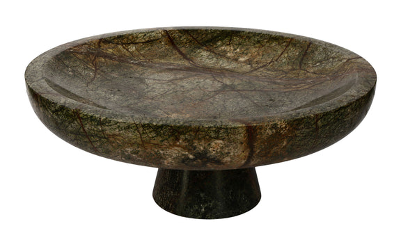 Simpson genuine marble bowl with a green mottled top and pedestal base