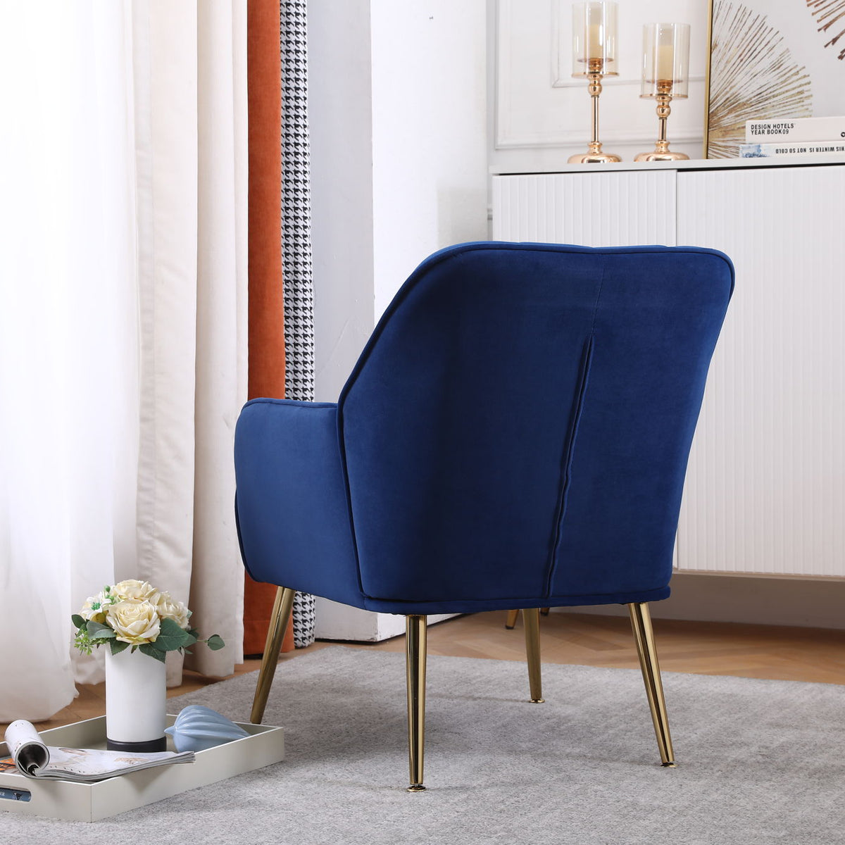 Modern Mid-Century Chair Tufted Sherpa Armchair For Living Room Bedroom Office