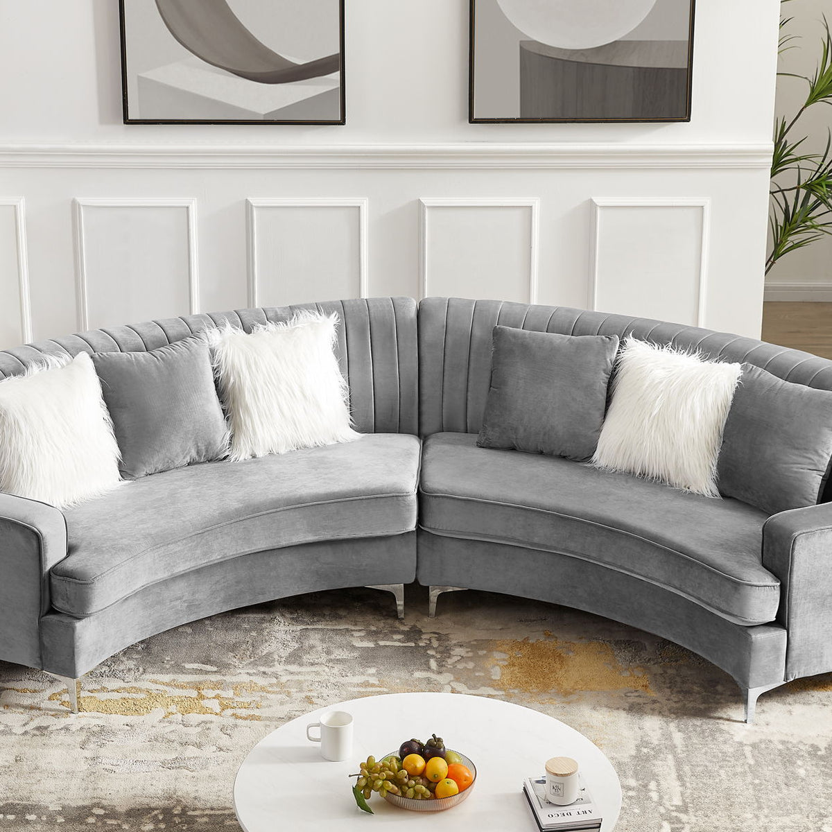 Velvet Curved Sofa