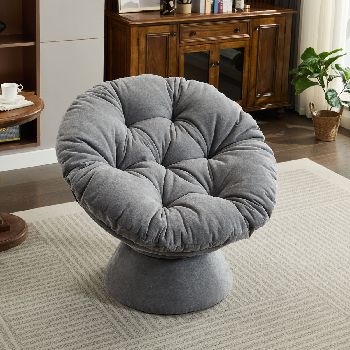 Oversized Swivel Accent Chair, 360 Swivel Barrel Chair, Papasan Chair For Living Room Bedroom