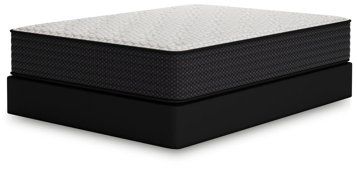 White plush mattress with quilted top and dark side panels