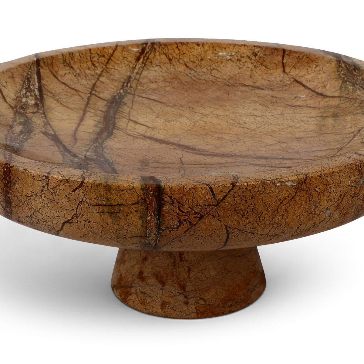 Simpson genuine marble bowl with a warm brown veined top and pedestal base