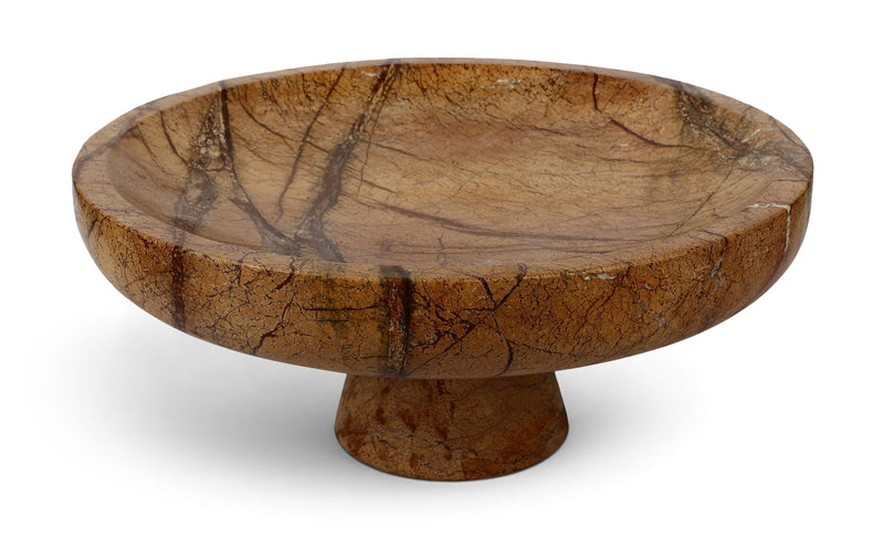 Simpson genuine marble bowl with a warm brown veined top and pedestal base