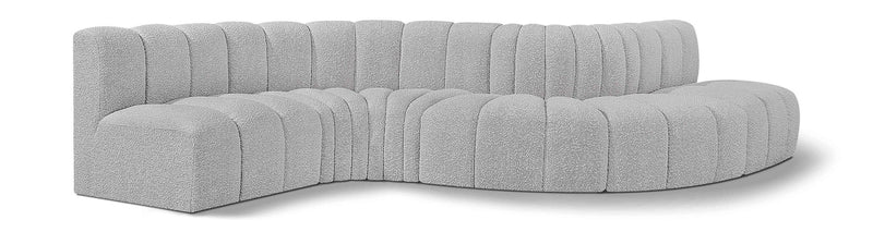 Arc - Boucle Fabric 6 Piece Curved Modular Sofa