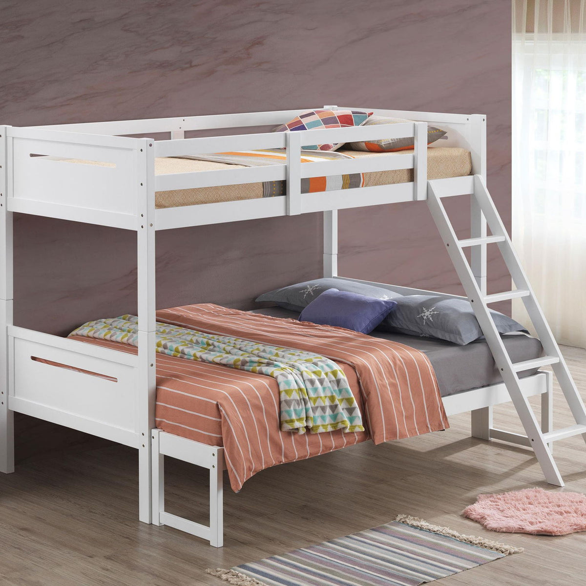 Littleton Wood Twin Over Full Bunk Bed White