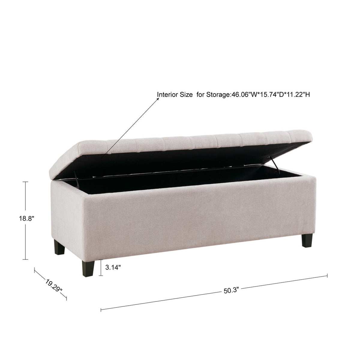 Elegant Design Tufted Top, Soft Close Storage Bench