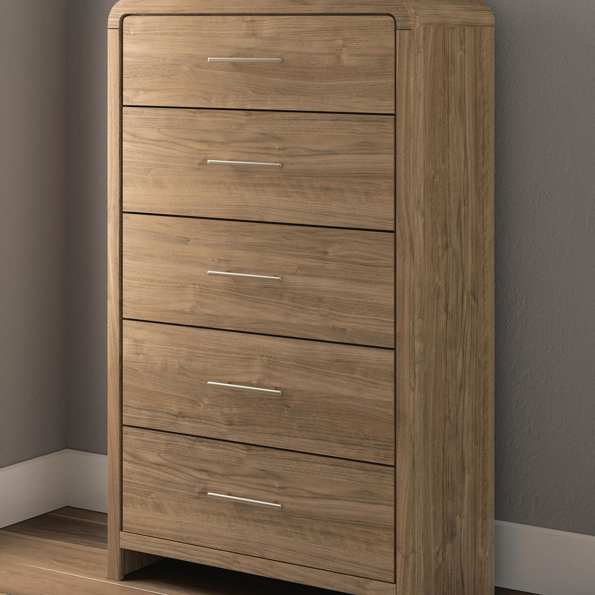 Gramburg - Five Drawer Chest - Warm Natural Brown