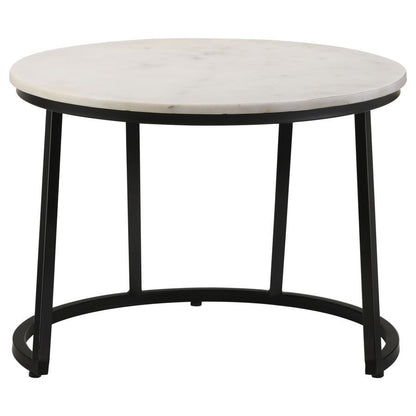 Miguel - Round Marble Top Coffee Table - White And Black