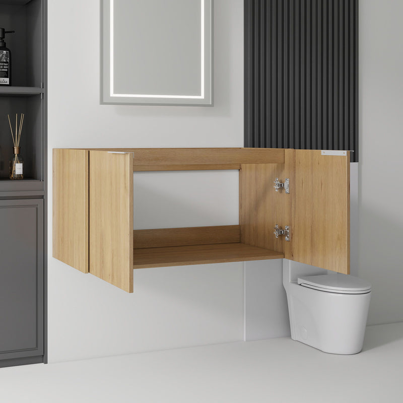 Floating Bathroom Vanity Cabinet With Soft Close Double Doors, Spacious Interior Storage, Wall Mounted, Cabinet Only
