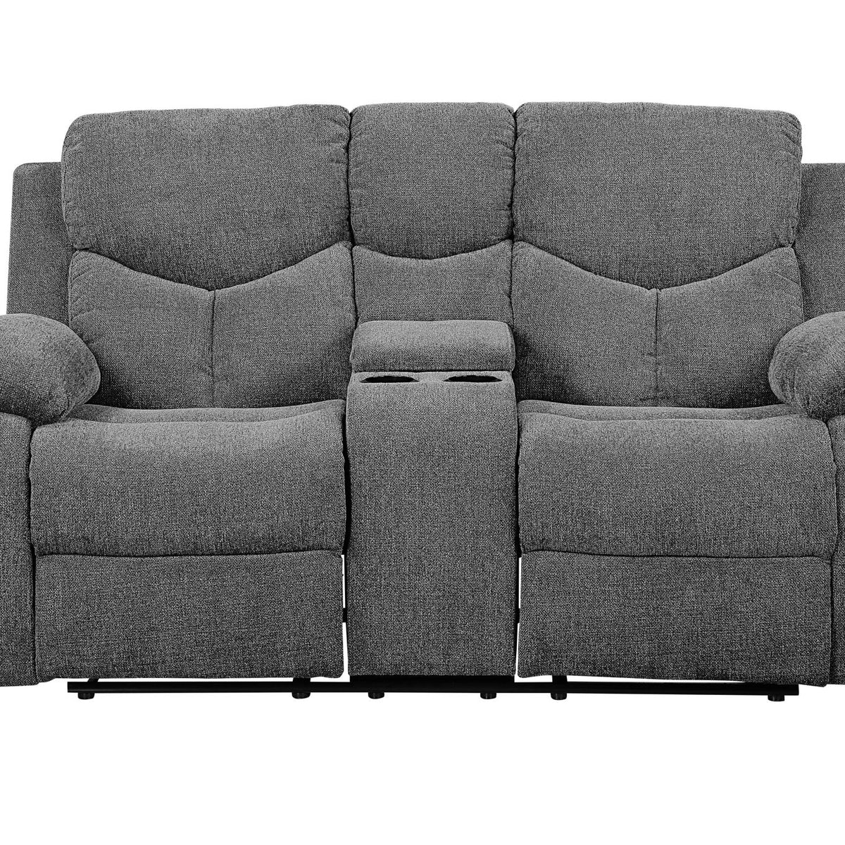 Kalen - Chenille Loveseat With Console - Gray