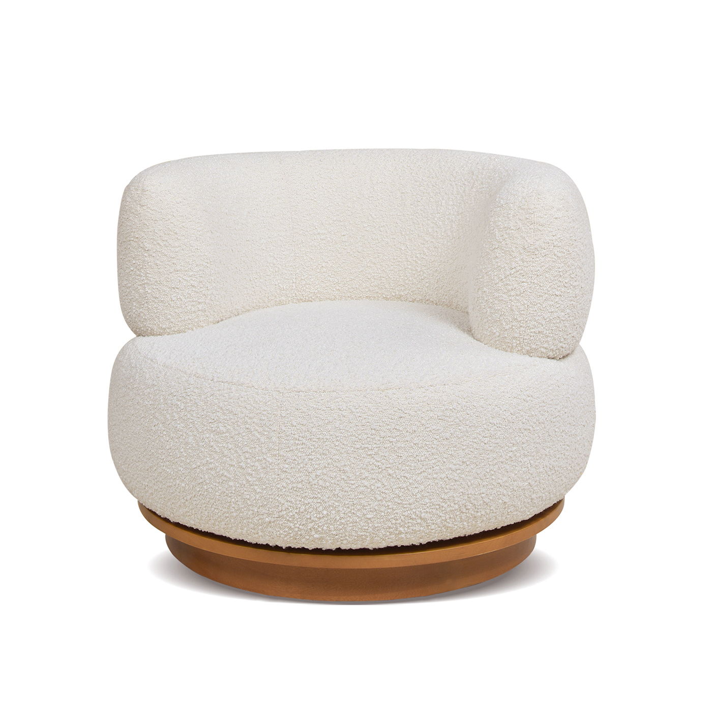 Fuji - 360 Swivel Low Barrel Back Accent Chair - Ivory White