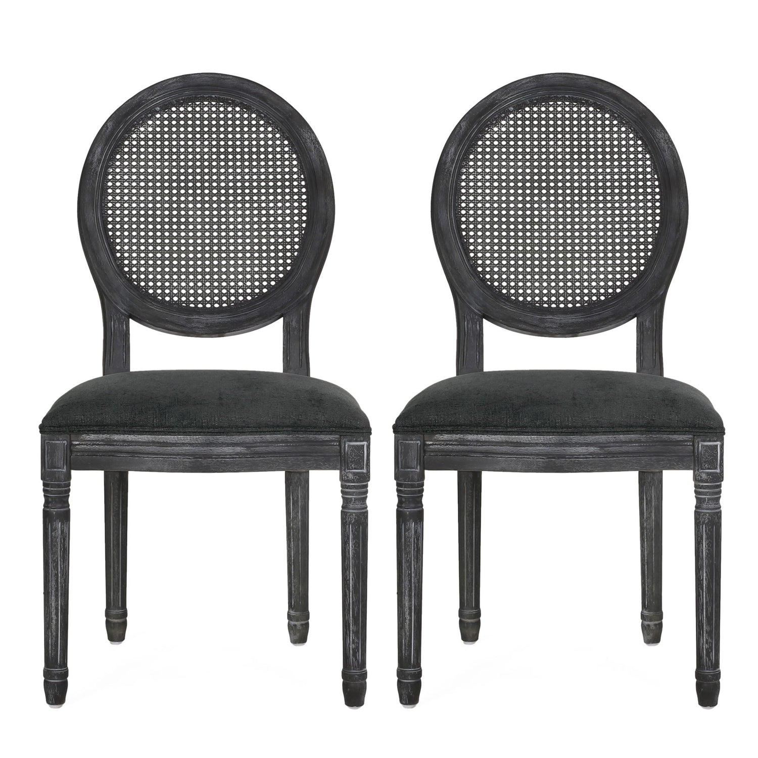 French Country Dining Chair With Cane Backrest (Set of 2)